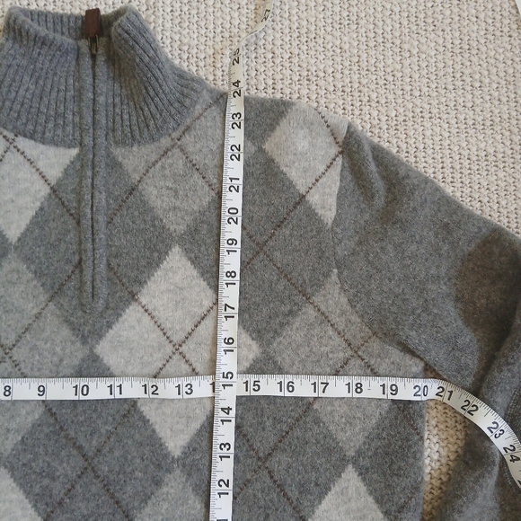 J. Crew Grey Argyle Wool Sweater - Picture 9 of 12